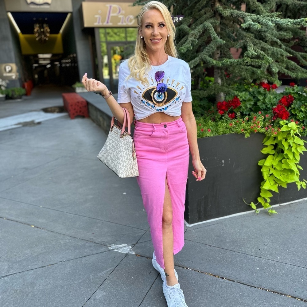 Pink Maxi Pencil Skirt for Casual Resort Wear